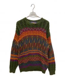 CHAPS RALPH LAUREN（チャップス ラルフローレン）の古着「総柄ニット　ネイティブ柄ニット　マルチカラークルーネックニット」｜カーキ