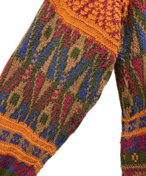 CHAPS RALPH LAUREN（チャップス ラルフローレン）CHAPS RALPH LAUREN (チャップス ラルフローレン) 総柄ニット　ネイティブ柄ニット　マルチカラークルーネックニット カーキ サイズ:Lの古着・服飾アイテム