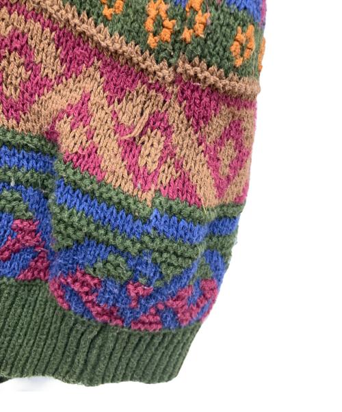 CHAPS RALPH LAUREN（チャップス ラルフローレン）CHAPS RALPH LAUREN (チャップス ラルフローレン) 総柄ニット　ネイティブ柄ニット　マルチカラークルーネックニット カーキ サイズ:Lの古着・服飾アイテム