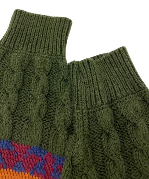 CHAPS RALPH LAUREN（チャップス ラルフローレン）CHAPS RALPH LAUREN (チャップス ラルフローレン) 総柄ニット　ネイティブ柄ニット　マルチカラークルーネックニット カーキ サイズ:Lの古着・服飾アイテム