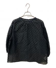 BALLSEY（ボールジィ）の古着「フラワーカットジャカード パフスリーブブラウス」｜ブラック