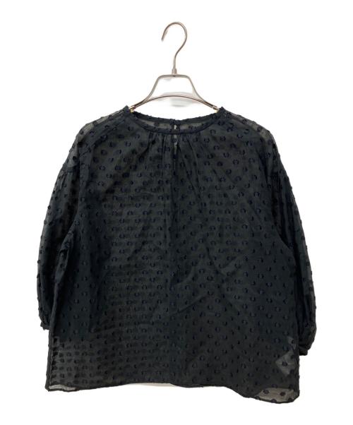 BALLSEY（ボールジィ）BALLSEY (ボールジィ) フラワーカットジャカード パフスリーブブラウス ブラック サイズ:36の古着・服飾アイテム