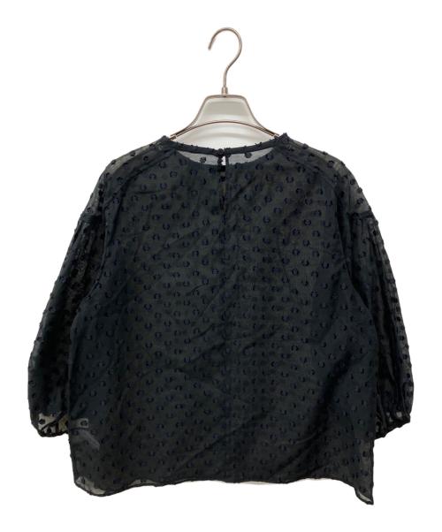 BALLSEY（ボールジィ）BALLSEY (ボールジィ) フラワーカットジャカード パフスリーブブラウス ブラック サイズ:36の古着・服飾アイテム
