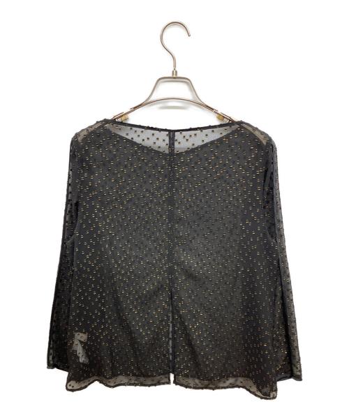 BALLSEY（ボールジィ）BALLSEY (ボールジィ) フォイルカットジャカード Vボートネックブラウス ブラック サイズ:36の古着・服飾アイテム