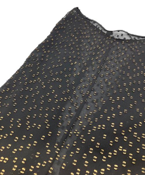 BALLSEY（ボールジィ）BALLSEY (ボールジィ) フォイルカットジャカード Vボートネックブラウス ブラック サイズ:36の古着・服飾アイテム