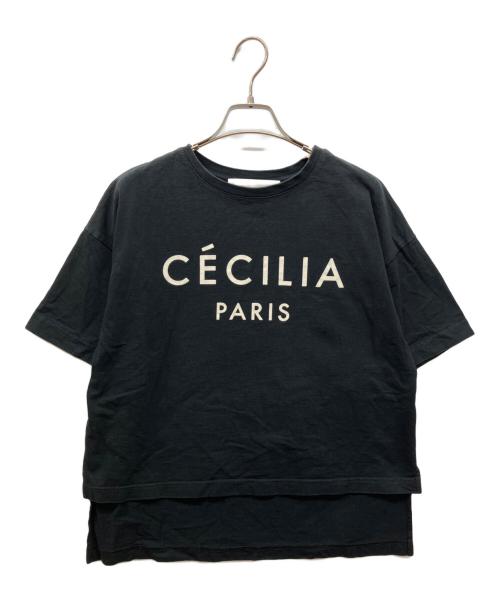 St.cecilia（セントセシリア）St.cecilia (セントセシリア) プリントTシャツ ブラック サイズ:Freeの古着・服飾アイテム