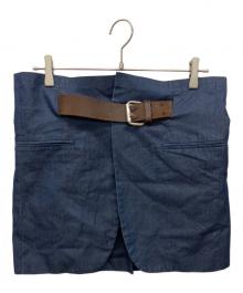 Maison Margiela 10（メゾンマルジェラ 10）の古着「14SS 切りっぱなしベルテッドレイヤードスカート」｜ブルー