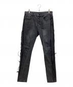 EV BRAVADOエブ ブラバド）の古着「フリルブラックデニムパンツ」｜ブラック