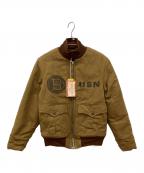 freewheelersフリーホイーラーズ）の古着「NAVY FLYING JACKET　MACH KNOCKERS」｜ブラウン×レッド