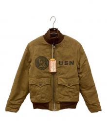 freewheelers（フリーホイーラーズ）の古着「NAVY FLYING JACKET　MACH KNOCKERS」｜ブラウン×レッド