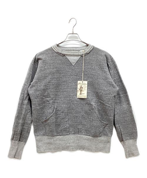 freewheelers（フリーホイーラーズ）freewheelers (フリーホイーラーズ) POWER WEAR (パワーウェア) CUT OFF HOOD　両Vガゼットクルーネックスウェット グレー サイズ:40の古着・服飾アイテム