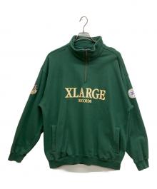 X-LARGE（エクストララージ）の古着「レコーズハーフジッププルオーバースウェット」｜グリーン