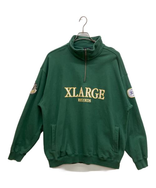 X-LARGE（エクストララージ）X-LARGE (エクストララージ) レコーズハーフジッププルオーバースウェット グリーン サイズ:XLの古着・服飾アイテム