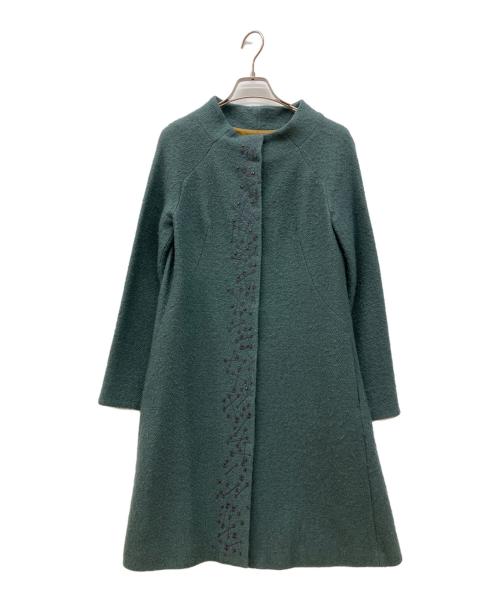 Sybilla（シビラ）Sybilla (シビラ) 刺繍ノーカラーコート グリーン サイズ:Mの古着・服飾アイテム