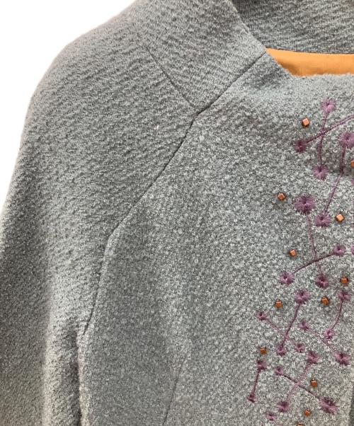 Sybilla（シビラ）Sybilla (シビラ) 刺繍ノーカラーコート グリーン サイズ:Mの古着・服飾アイテム