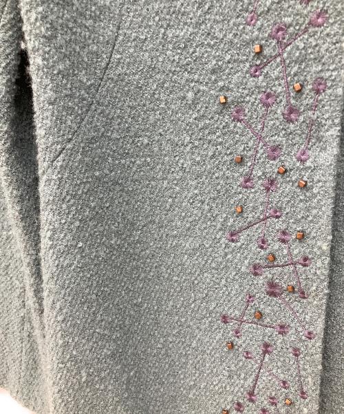 Sybilla（シビラ）Sybilla (シビラ) 刺繍ノーカラーコート グリーン サイズ:Mの古着・服飾アイテム