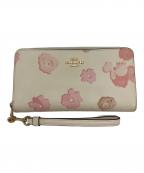 COACHコーチ）の古着「ロング ジップ アラウンド ウォレット・フローラル プリント」｜ピンク