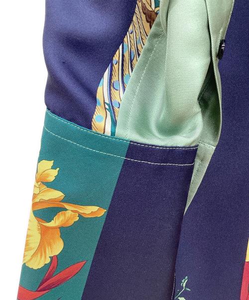 Salvatore Ferragamo（サルヴァトーレ フェラガモ）Salvatore Ferragamo (サルヴァトーレ フェラガモ) パッチワークシルクロングラインシャツ グリーン サイズ:40の古着・服飾アイテム