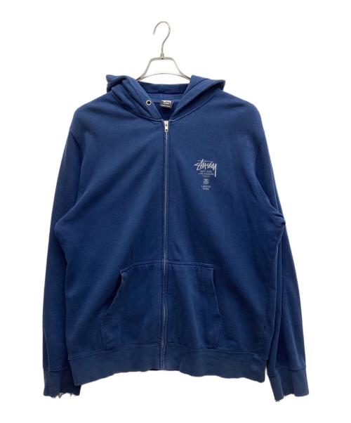 stussy（ステューシー）stussy (ステューシー) ワールドツアーフルジップアップパーカー ネイビー サイズ:XLの古着・服飾アイテム