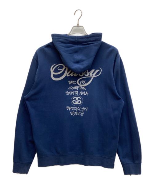 stussy（ステューシー）stussy (ステューシー) ワールドツアーフルジップアップパーカー ネイビー サイズ:XLの古着・服飾アイテム