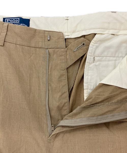 POLO RALPH LAUREN（ポロ・ラルフローレン）POLO RALPH LAUREN (ポロ・ラルフローレン) 2タックグレンチェックスラックス ベージュ サイズ:W34×L30の古着・服飾アイテム