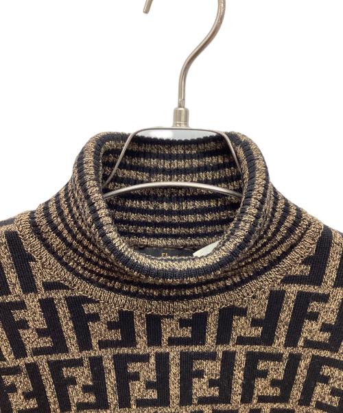 FENDI（フェンディ）FENDI (フェンディ) ズッカ柄タートルネックニット ブラック×ブラウン サイズ:不明の古着・服飾アイテム