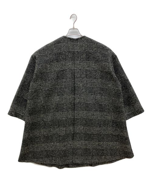 Spick and Span（スピック＆スパン）Spick and Span (スピックアンドスパン) Wスライバーノーカラーチェックポンチョコート ブラック サイズ:36の古着・服飾アイテム