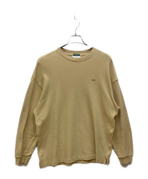 LACOSTE（ラコステ）LACOSTE (ラコステ) URBAN RESEARCH DOORS (アーバンリサーチドアーズ) 別注thick pique crew long-sleeve ロングスリーブカットソー ベージュ サイズ:Lの古着・服飾アイテム