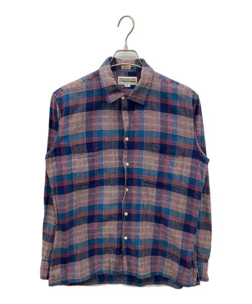 INDIVIDUALIZED SHIRTS（インディビジュアライズドシャツ）INDIVIDUALIZED SHIRTS (インディビジュアライズドシャツ) MOJITO FIT　オープンカラーシャツ ブルー×レッド サイズ:Mの古着・服飾アイテム