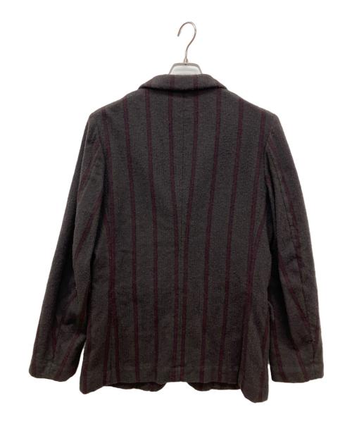 COMME des GARCONS HOMME PLUS（コムデギャルソンオムプリュス）COMME des GARCONS HOMME PLUS (コムデギャルソンオムプリュス) 02AWウール縮絨ストライプ3B ジャケット グレー サイズ:Mの古着・服飾アイテム