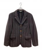 COMME des GARCONS HOMME PLUSコムデギャルソンオムプリュス）の古着「02AWウール縮絨ストライプ3B ジャケット」｜グレー
