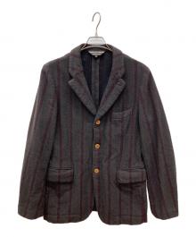 COMME des GARCONS HOMME PLUS（コムデギャルソンオムプリュス）の古着「02AWウール縮絨ストライプ3B ジャケット」｜グレー