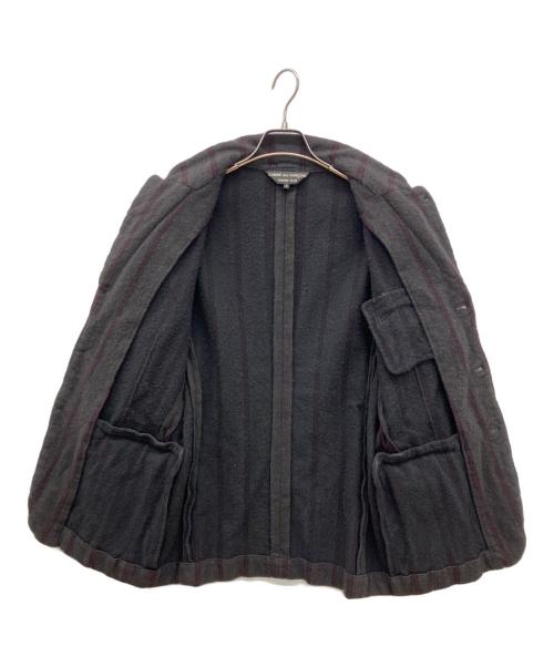 COMME des GARCONS HOMME PLUS（コムデギャルソンオムプリュス）COMME des GARCONS HOMME PLUS (コムデギャルソンオムプリュス) 02AWウール縮絨ストライプ3B ジャケット グレー サイズ:Mの古着・服飾アイテム