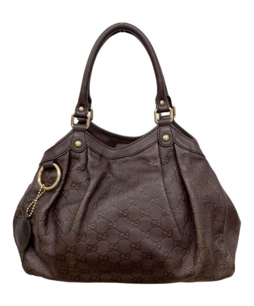 GUCCI（グッチ）GUCCI (グッチ) グッチシマレザートートバッグ　ハンドバッグ ブラウンの古着・服飾アイテム