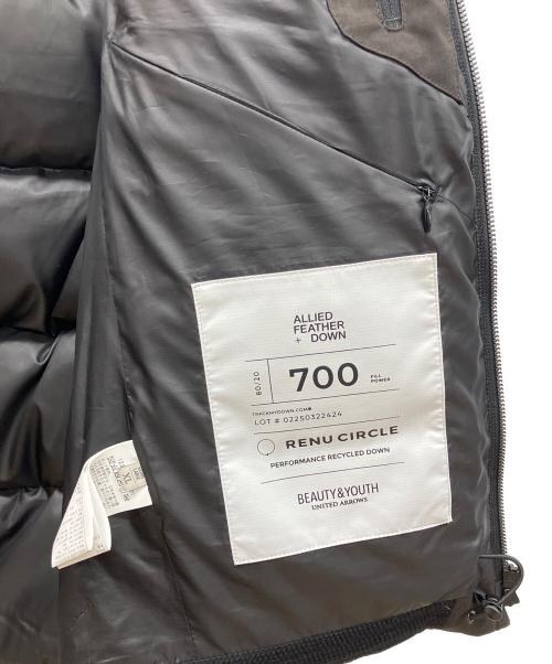 BEAUTY&YOUTH（ビューティーアンドユース）BEAUTY&YOUTH (ビューティーアンドユース) 小松マテーレ シャンブレー フード ダウンジャケット ブラウン サイズ:XLの古着・服飾アイテム