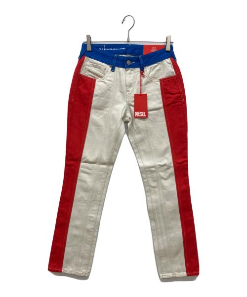 DIESEL（ディーゼル）DIESEL (ディーゼル) 切替カラーデニムパンツ トリコロールカラー サイズ: 63.5cm (W25)の古着・服飾アイテム