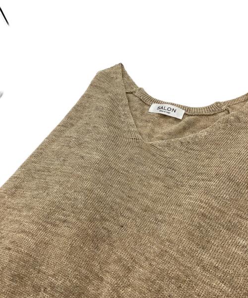 SALON adam et rope'（サロンアダムエロペ）SALON adam et rope' (サロンアダムエロペ) シアーラメニットVネックプルオーバー ブラウン サイズ:FREEの古着・服飾アイテム