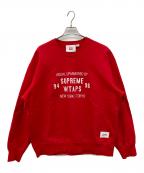 SUPREME×WTAPSシュプリーム×ダブルタップス）の古着「21AW Crewneck Sweatshirt　コラボスウェットシャツ」｜レッド