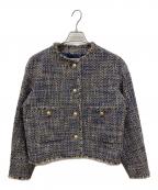 23区ニジュウサンク）の古着「GIOLICA ボタン ツイード ジャケット」｜ネイビー