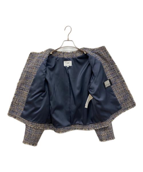 23区（ニジュウサンク）23区 (ニジュウサンク) GIOLICA ボタン ツイード ジャケット ネイビー サイズ:38の古着・服飾アイテム