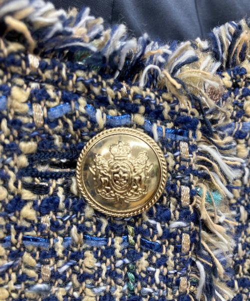 23区（ニジュウサンク）23区 (ニジュウサンク) GIOLICA ボタン ツイード ジャケット ネイビー サイズ:38の古着・服飾アイテム