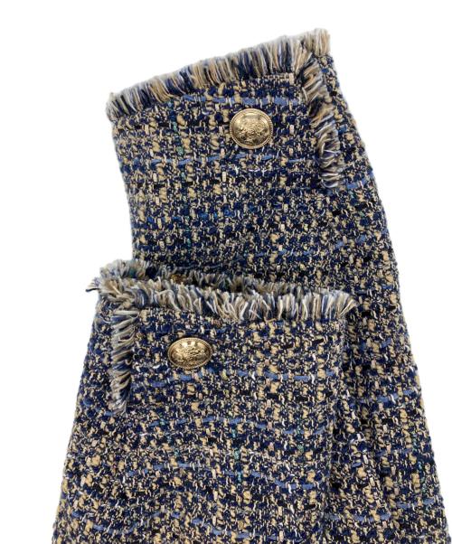 23区（ニジュウサンク）23区 (ニジュウサンク) GIOLICA ボタン ツイード ジャケット ネイビー サイズ:38の古着・服飾アイテム