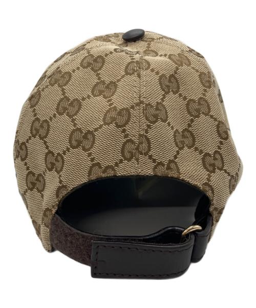 GUCCI（グッチ）GUCCI (グッチ) ウェブ ストライプ付き GGキャンバス ベースボールキャップ ブラウン サイズ:Mの古着・服飾アイテム