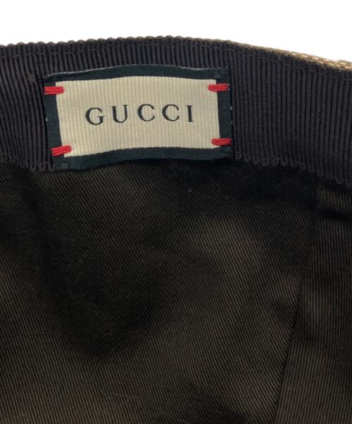 GUCCI（グッチ）GUCCI (グッチ) ウェブ ストライプ付き GGキャンバス ベースボールキャップ ブラウン サイズ:Mの古着・服飾アイテム