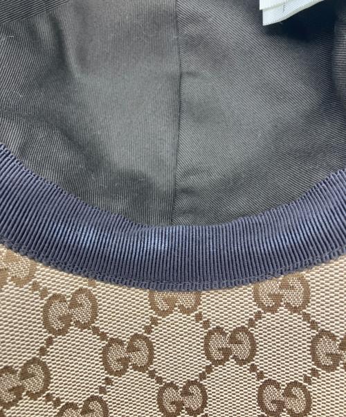 GUCCI（グッチ）GUCCI (グッチ) ウェブ ストライプ付き GGキャンバス ベースボールキャップ ブラウン サイズ:Mの古着・服飾アイテム