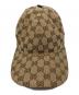 GUCCI (グッチ) ウェブ ストライプ付き GGキャンバス ベースボールキャップ ブラウン サイズ:M：18000円