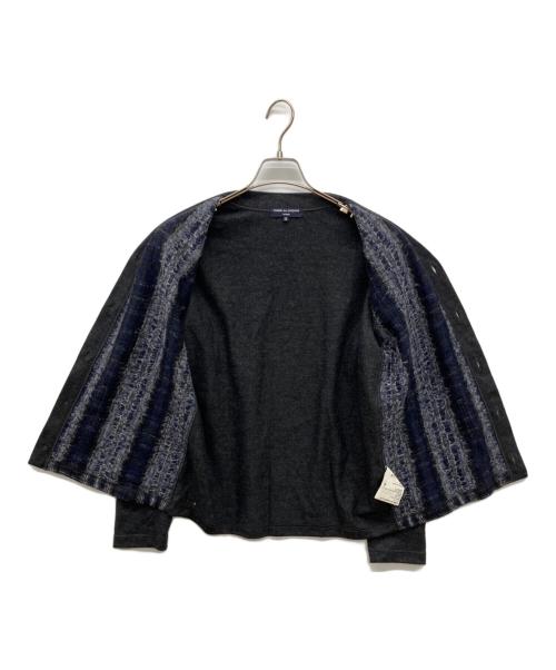 COMME des GARCONS HOMME（コムデギャルソン オム）COMME des GARCONS HOMME (コムデギャルソン オム) チェック切替Vネックカーディガン ブラック サイズ:Ｓの古着・服飾アイテム