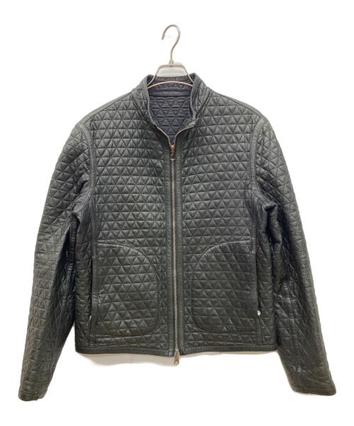 ARMANI COLLEZIONI（アルマーニ コレツィオーニ）ARMANI COLLEZIONI (アルマーニ コレツィオーニ) キルティング ラムレザージャケット ブラック サイズ:48の古着・服飾アイテム