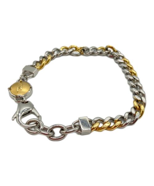 DIESEL（ディーゼル）DIESEL (ディーゼル) ロゴモチーフツートーンチェーンブレスレット シルバーの古着・服飾アイテム