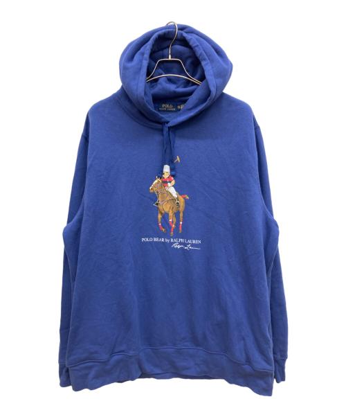 POLO RALPH LAUREN（ポロ・ラルフローレン）POLO RALPH LAUREN (ポロ・ラルフローレン) ジョッキーポロベアープリントプリントフーディー ブルー サイズ:XXLの古着・服飾アイテム